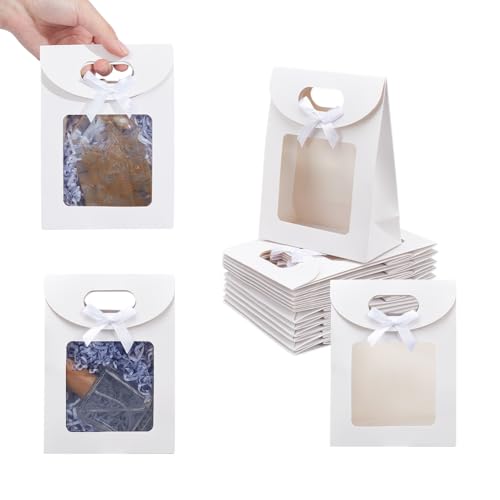 Nbeads 24 Pcs Small White Kraft Paper Bags with Window