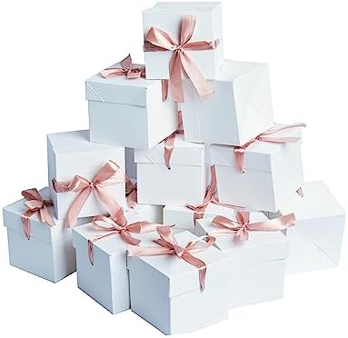 6x6x6 White Gift Boxes with Lids 12 Pcs