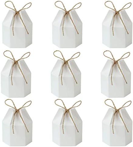 50 Pack White Kraft Gift Boxes with Twine