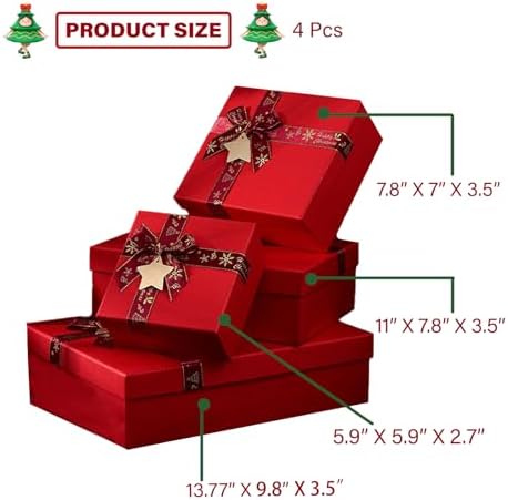 Krdrgey 4 Pack Christmas Gift Boxes with Lids