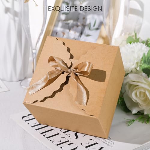 VGOODALL 10PCS Brown Gift Boxes with Ribbon