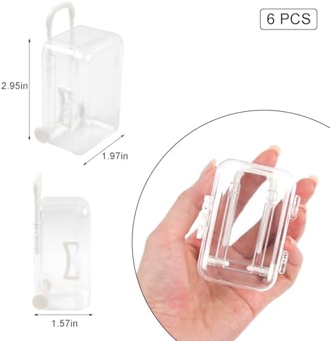 6 Pcs Mini Suitcase Gift Boxes Clear Rolling Luggage for Wedding Party