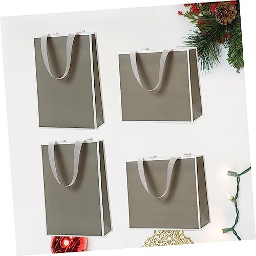 CALLARON 4Pcs Grey Paper Bags with Strong Rope Handles