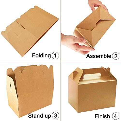 Unarty 30 Large Gable Boxes with Handle for Gifts and Parties