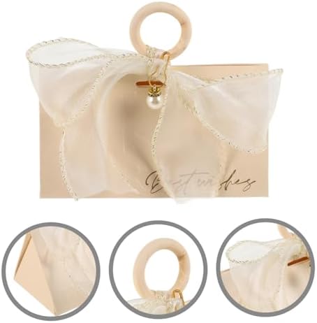 COLLBATH 10pcs Gold Ribbon Wedding Favor Boxes with Wood Handles