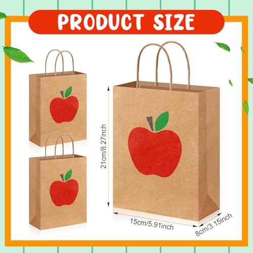 Kolldenn 48 Piece Kraft Apple Gift Bags with Handle