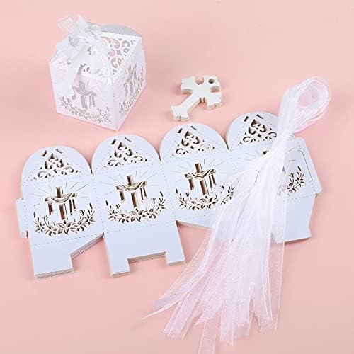 LEMESO Laser Cut Favor Boxes White 2x2x2 Inch Set