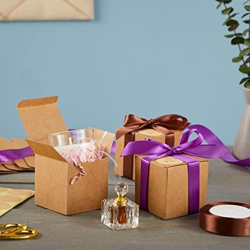 Stockroom Plus 50-Pack Brown Kraft Paper Boxes with Ribbons and Stickers
