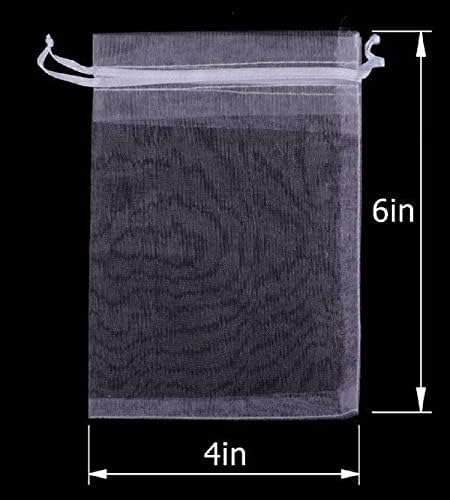 4x6 Inch Organza Gift Bags with Drawstring Set of 100