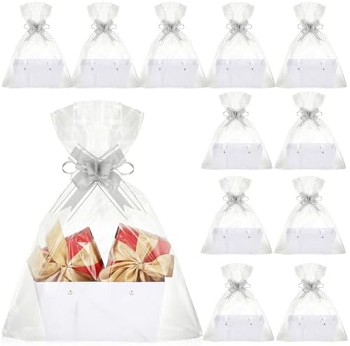 Colarr 12 Pack Empty Gift Baskets with Bows and Handles