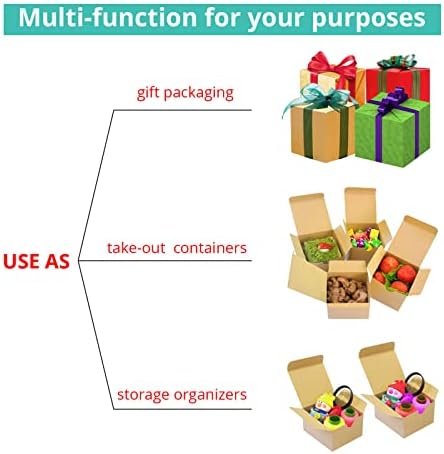 Small Paper Gift Boxes 4x4x2 Brown Kraft Gift Boxes 50 Pack
