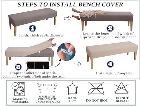 SPRINGRICO Stretch Dining Bench Cover - Floral Beige