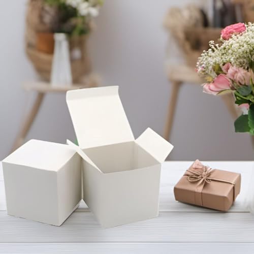 Oletx 25 Pcs White Gift Boxes 4x4x4 Inch with Lids