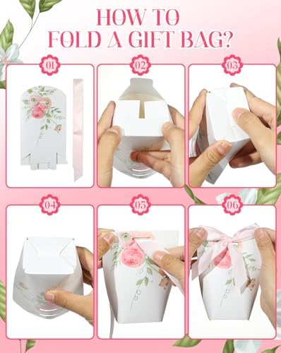 Liobelon 24 Pcs Floral Gift Boxes With Ribbons