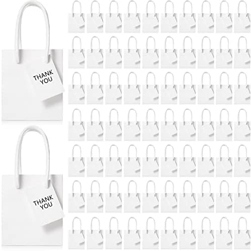 Sherr 100 Pack Mini White Gift Bags with Handles