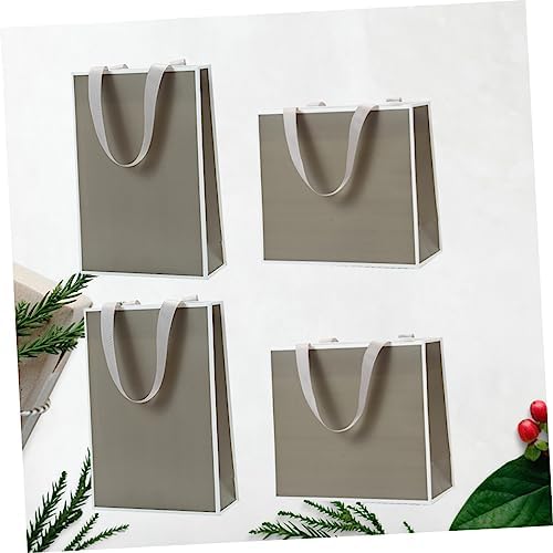 CALLARON 4Pcs Grey Paper Bags with Strong Rope Handles