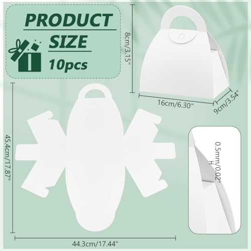 PH PandaHall 10pcs White Treat Boxes with Handles for Gift Giving