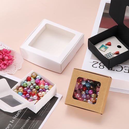 Uxcell 30Pcs Mini Kraft Soap Boxes with Clear Window for Gifts