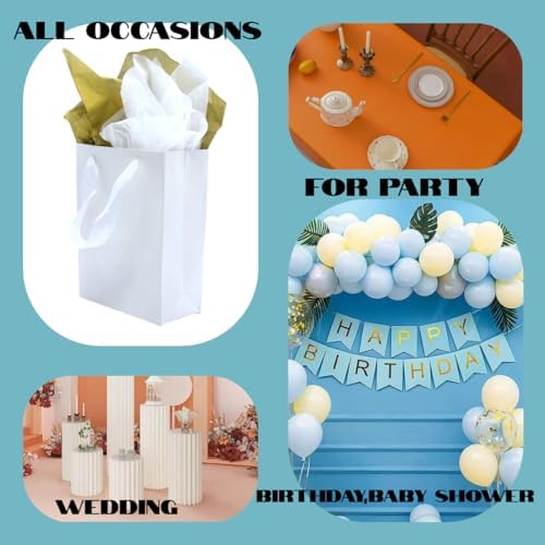 JUNESHE Mini White Gift Bags with Handles 16 Pack
