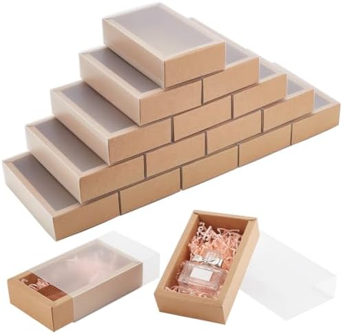 BENECREAT 30 Pack Rectangle Brown Kraft Gift Boxes
