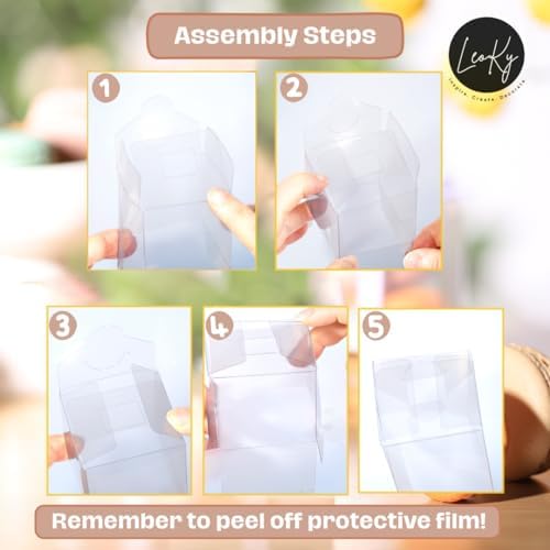 LeoKy 50-Pack Clear Treat Boxes for Macarons Chocolates Party Favors