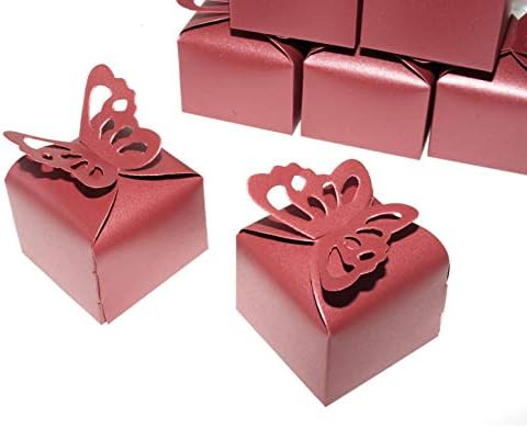 Red Butterfly Candy Favor Boxes - 50pc Wedding Party Favors