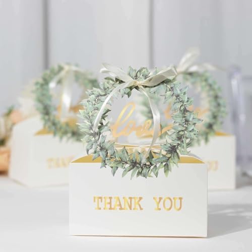 Efavormart 25 Pack White Love Wreath Gift Boxes With Ribbon