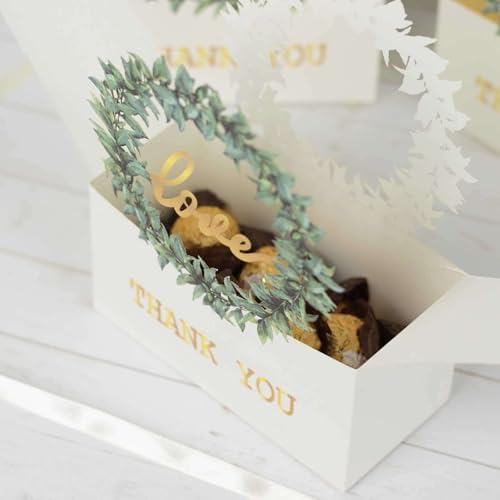 Efavormart 25 Pack White Love Wreath Gift Boxes With Ribbon