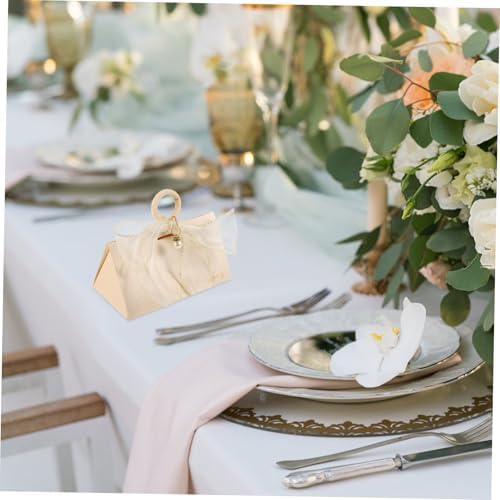 KOMBIUDA 10pcs Wedding Favor Boxes with Handle and Gold Trim
