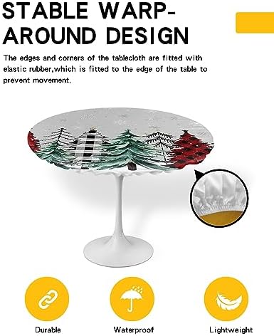 ZOE GARDEN Christmas Round Waterproof Table Cover with Elastic