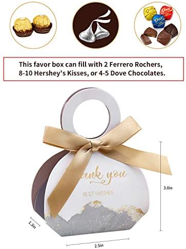 DORIS HOME 50 Pcs Grey Gift Boxes with Gold Ribbons