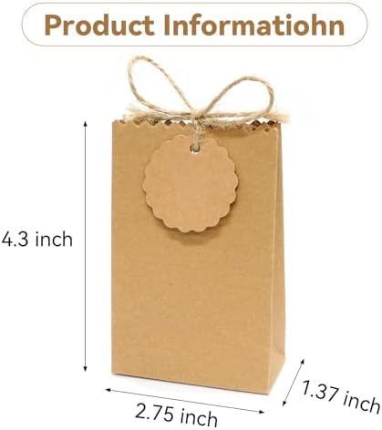 Faylapa 50Pcs Brown Party Treat Bags Boxes