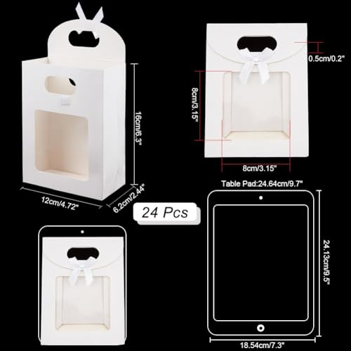 Nbeads 24 Pcs Small White Kraft Paper Bags with Window