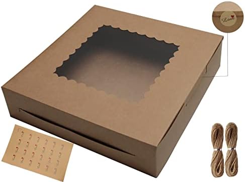 Brown Kraft Gift Boxes 10in with Window 10 Pack