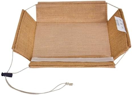 Jucobee 12 Pack Juco Burlap Gift Boxes with Drawstring and PVC Window