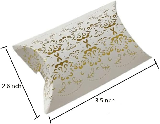 VstarOne 40 PCS Gold Flower Gift Pillow Boxes