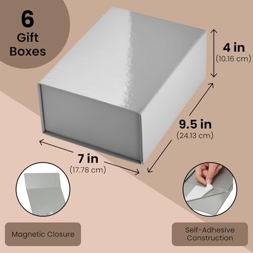 Stockroom Plus 6 Pack Magnetic Gift Boxes Gray