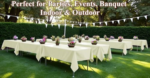 6 Pack Cream White Paper Tablecloth for Rectangle Tables 54x108 Inch