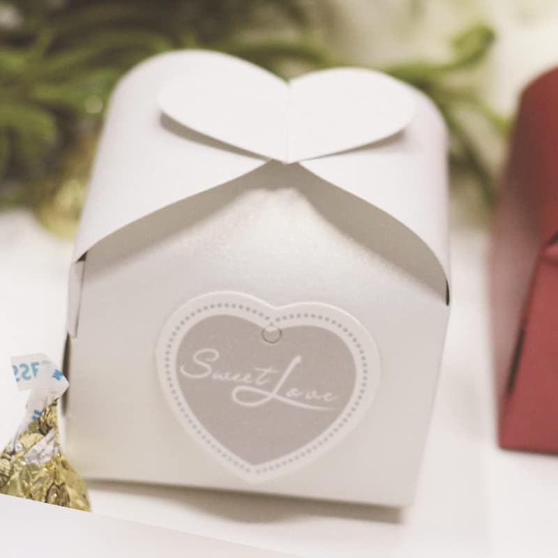 JINLYXHUI 50Pcs Candy Gift Boxes Heart Shaped White