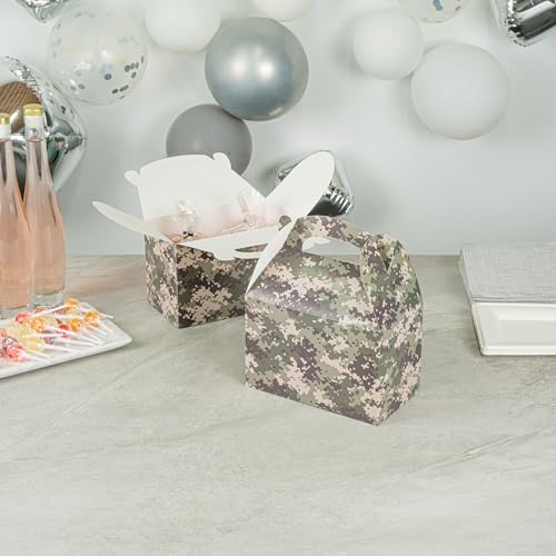 Restaurantware Camouflage Gable Party Boxes 25 Count With Handle