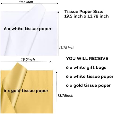 JUNESHE 6 Pack Mini Gift Bags with Handles and Tissue Paper