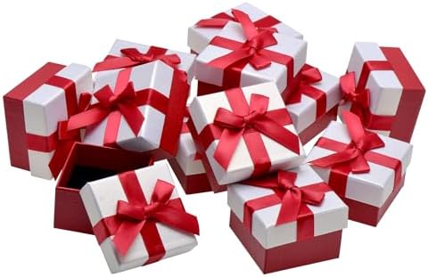 Pearl Miner Small Gift Boxes with Red Bow 12 Pack