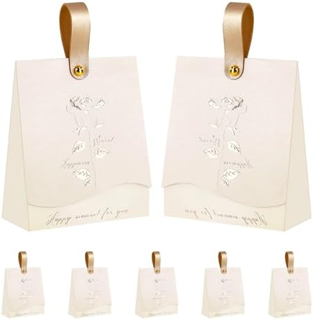 FAYEVIVI 20pcs Beige Gift Boxes with Handles for Parties