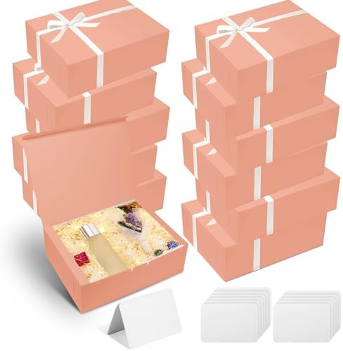 12 Pcs Large Pink Gift Boxes with Lid and Ribbon