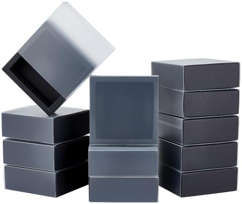 BENECREAT 16 Pack Rectangle Black Gift Boxes with PVC Windows