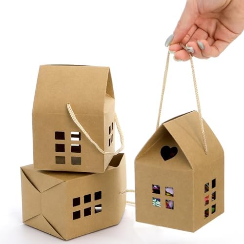 ZAVOOS 50 Pack House Shaped Gift Boxes with Ropes