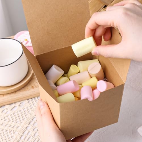 VGOODALL 50PCS 4 Inch Brown Kraft Gift Boxes for Parties