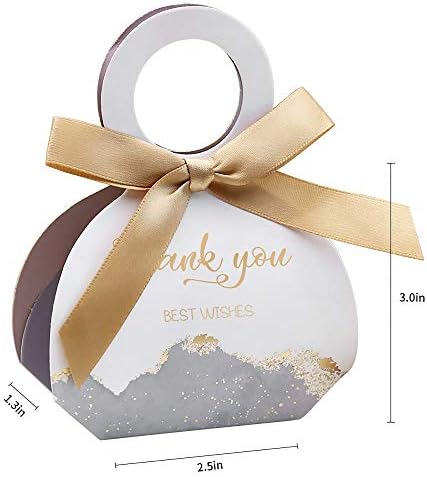 DORIS HOME 50 Pcs Grey Gift Boxes with Gold Ribbons
