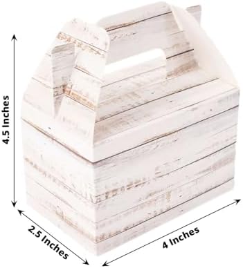 Efavormart 25 Pack Rustic White Gift Boxes with Wood Plank Design