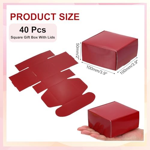 PATIKIL 39x39x2 Mini Square Gift Boxes with Lid 40 Pack